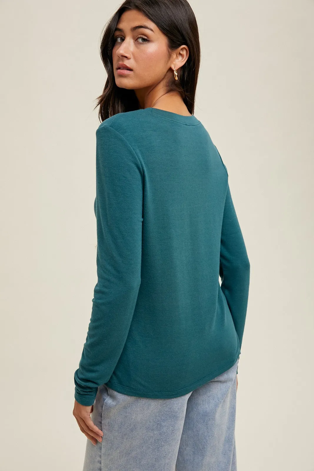 Deep Teal Basic Fitted Long Sleeve Top sold by Pinkblush product image thumbnail 3