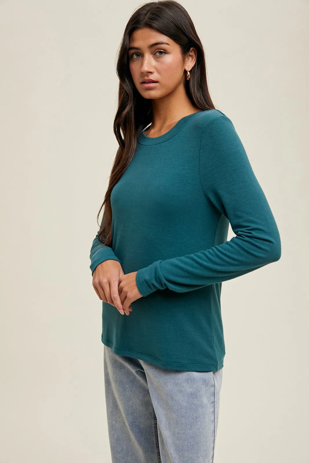 Deep Teal Basic Fitted Long Sleeve Top sold by Pinkblush product image thumbnail 2