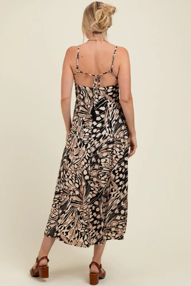 Black Printed Open Back Maternity Maxi Dress sold by Pinkblush product image thumbnail 4