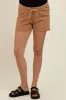 Mocha Drawstring Raw Hem Maternity Shorts sold by Pinkblush
