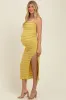 Yellow Ruffle Tiered Fitted Maternity Maxi Dress sold by Pinkblush