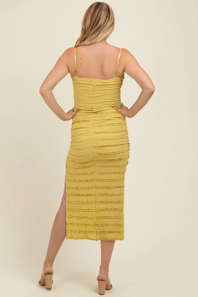 Yellow Ruffle Tiered Fitted Maternity Maxi Dress sold by Pinkblush product image thumbnail 4