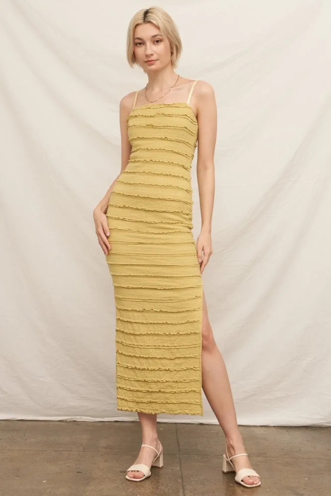 Yellow Ruffle Tiered Fitted Maternity Maxi Dress sold by Pinkblush product image thumbnail 5