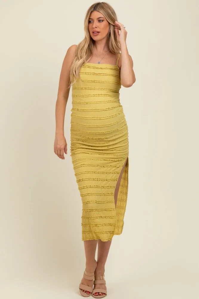 Yellow Ruffle Tiered Fitted Maternity Maxi Dress sold by Pinkblush product image thumbnail 2