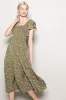 Olive Floral Smocked Flutter Sleeve Midi Dress sold by Pinkblush