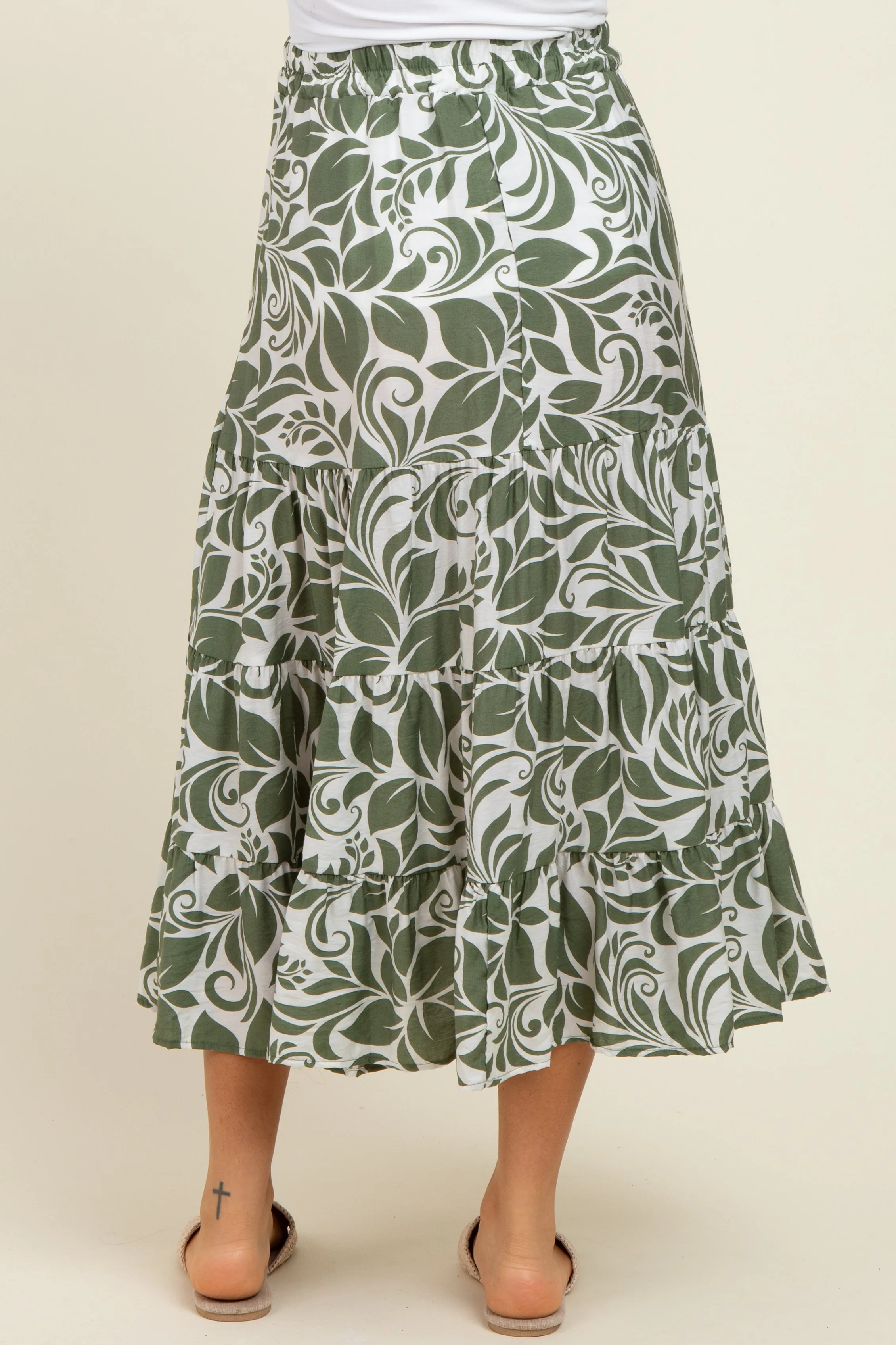 Olive Floral Tiered Maternity Maxi Skirt sold by Pinkblush product image thumbnail 4