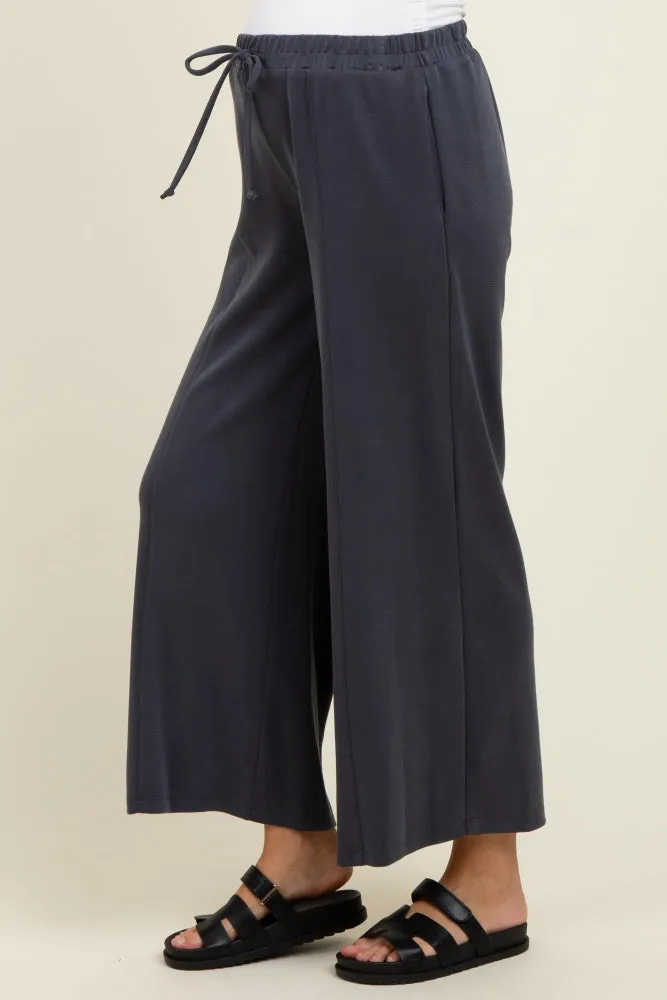 Charcoal Drawstring Wide Leg Maternity Pants sold by Pinkblush product image thumbnail 4