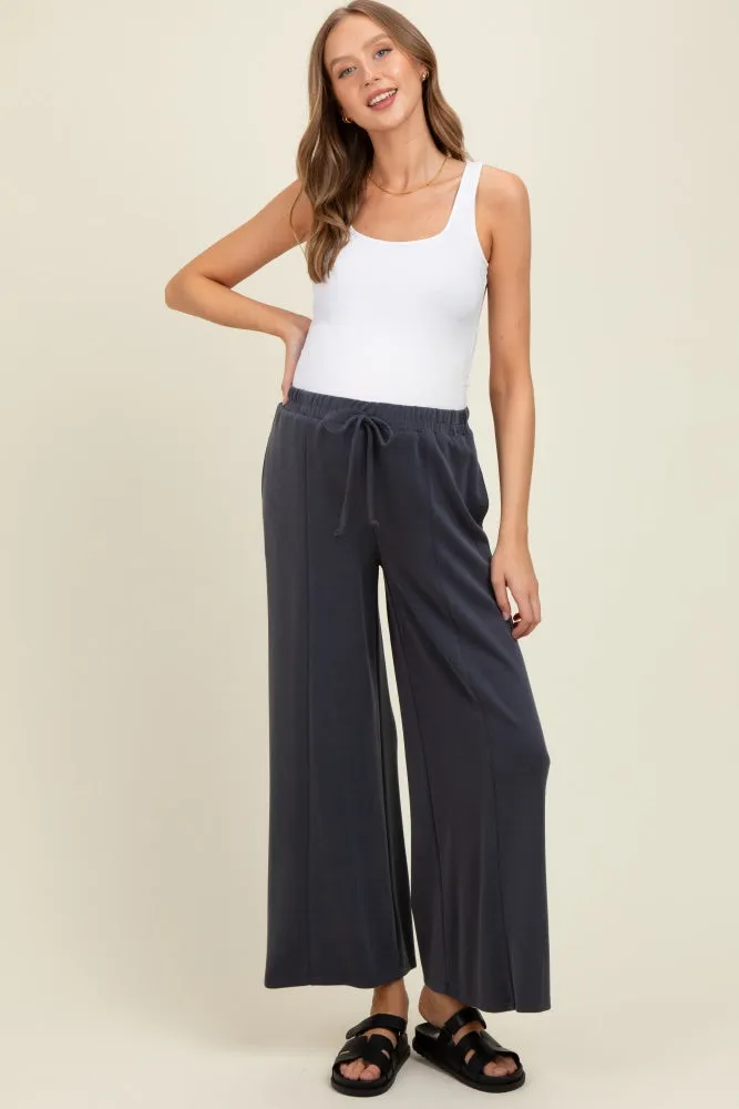 Charcoal Drawstring Wide Leg Maternity Pants sold by Pinkblush