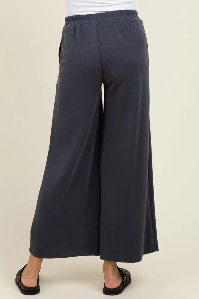 Charcoal Drawstring Wide Leg Maternity Pants sold by Pinkblush product image thumbnail 5