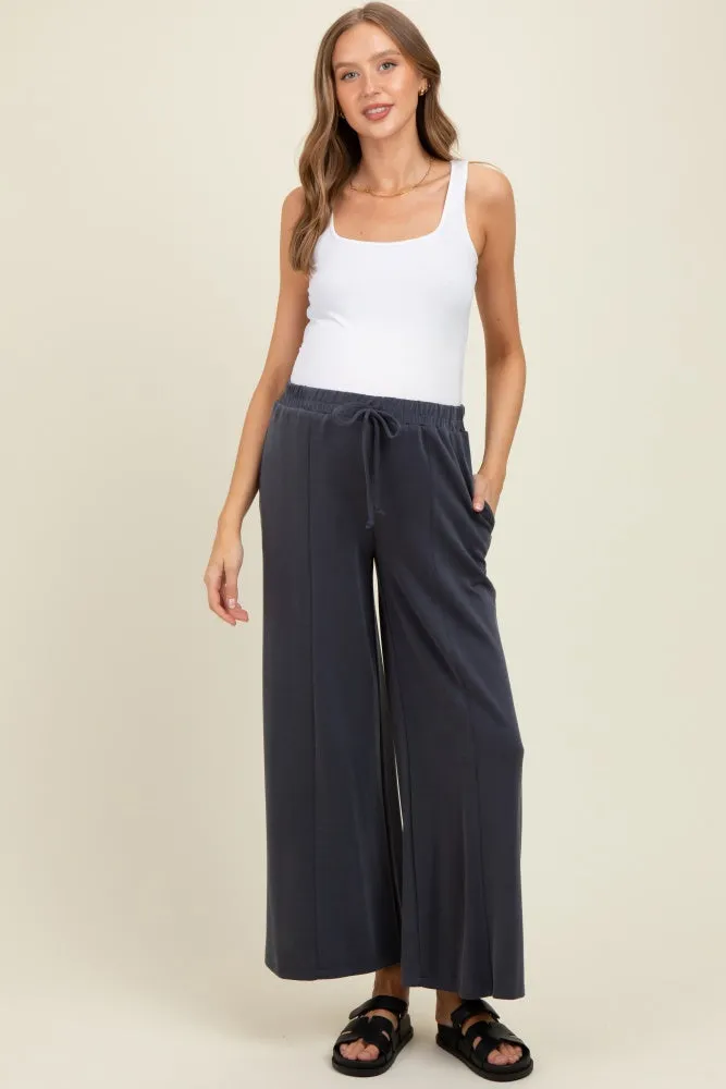 Charcoal Drawstring Wide Leg Maternity Pants sold by Pinkblush product image thumbnail 2