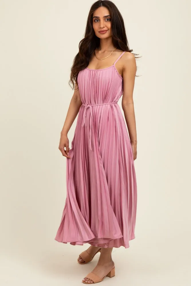 Pink Pleated Sash Tie Midi Dress sold by Pinkblush product image thumbnail 2