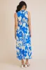 Blue Tropical Print Front Tie Sleeveless Button Up Dress sold by Pinkblush