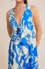 Blue Tropical Print Front Tie Sleeveless Button Up Dress sold by Pinkblush