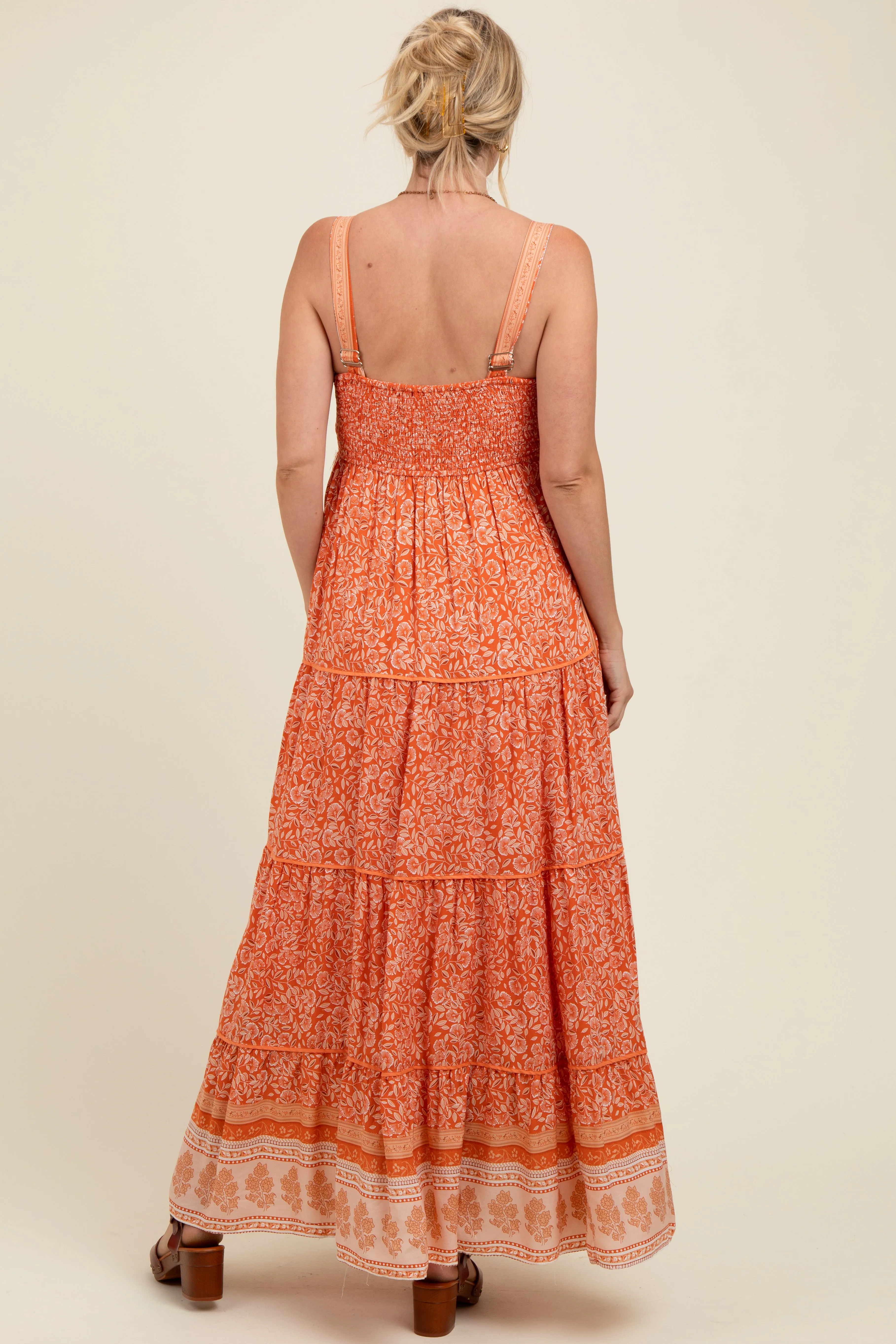 Orange Border Print Sleeveless Maternity Maxi Dress sold by Pinkblush product image thumbnail 4