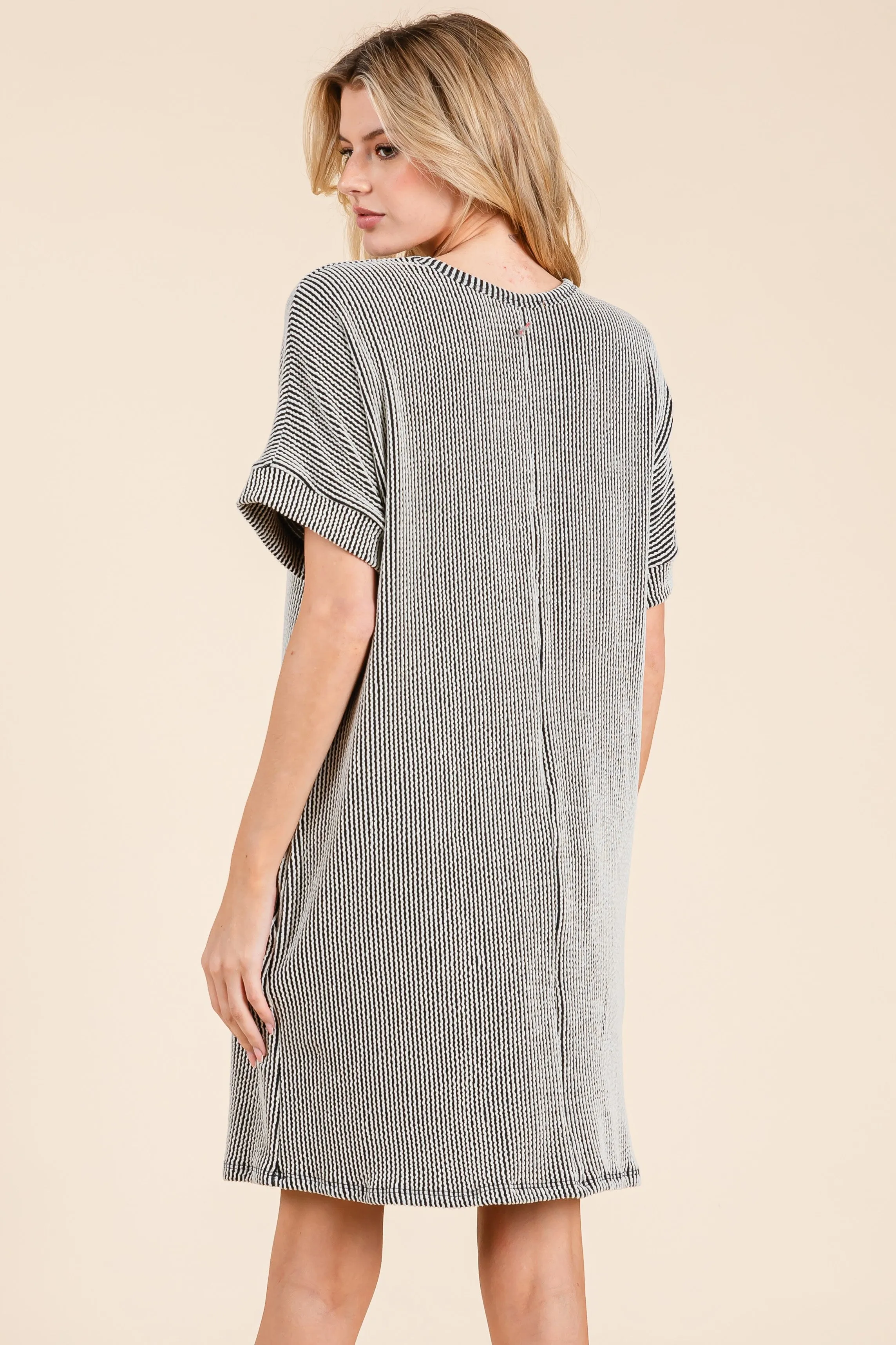 Charcoal Ribbed Short Sleeve T-Shirt Dress sold by Pinkblush product image thumbnail 3