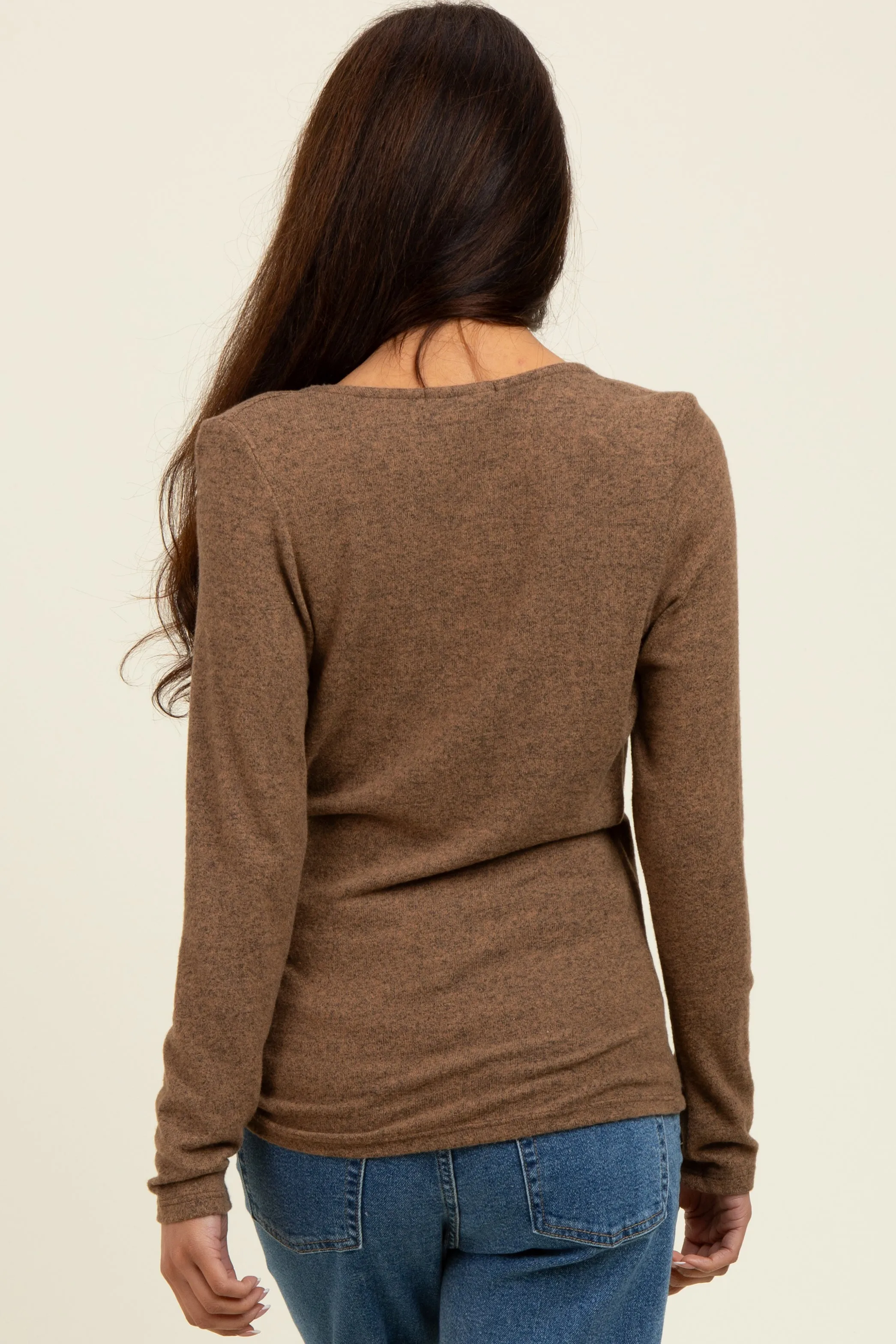 Camel Brushed Wrap Front Nursing Top sold by Pinkblush product image thumbnail 3