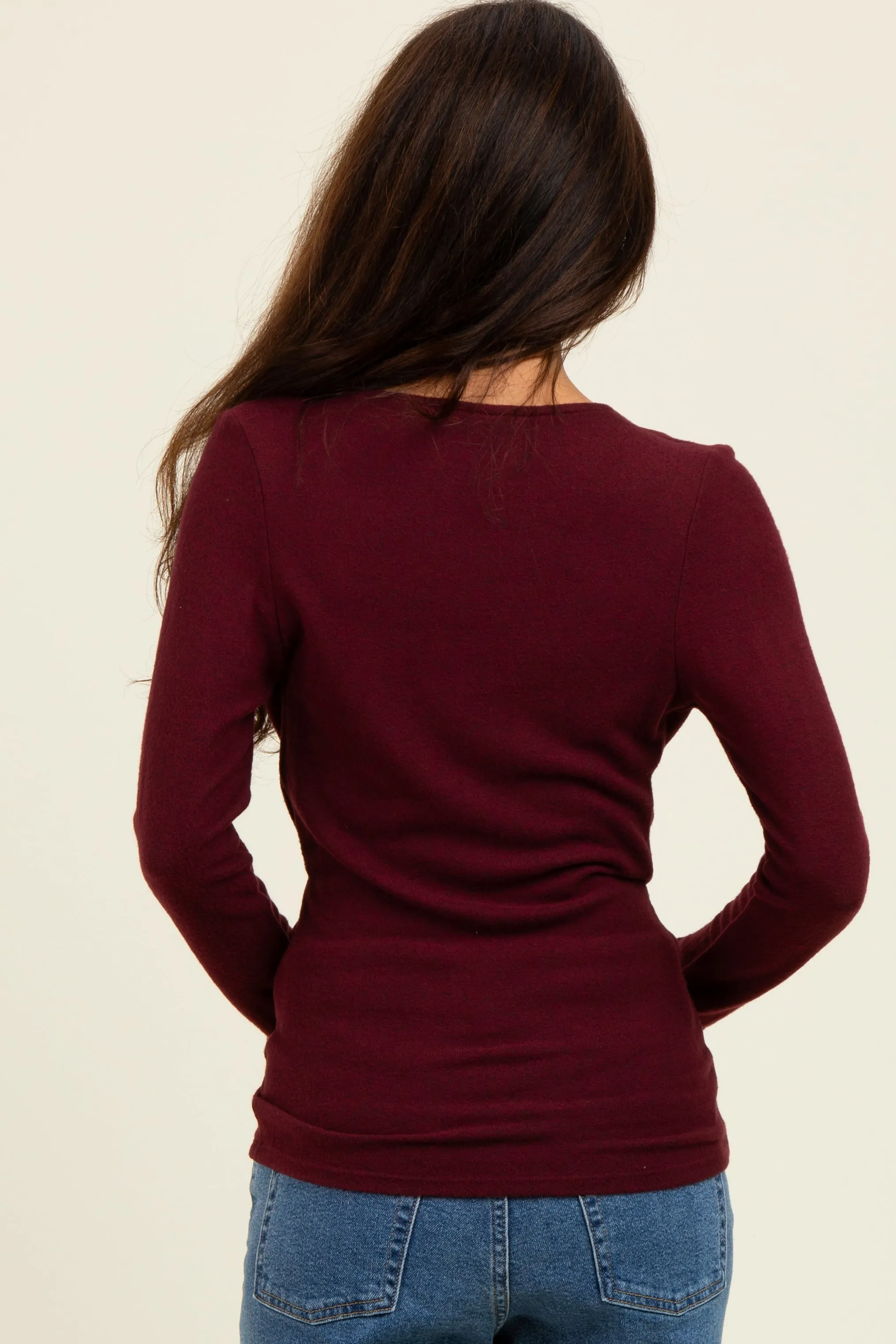 Burgundy Brushed Wrap Front Nursing Top sold by Pinkblush product image thumbnail 3
