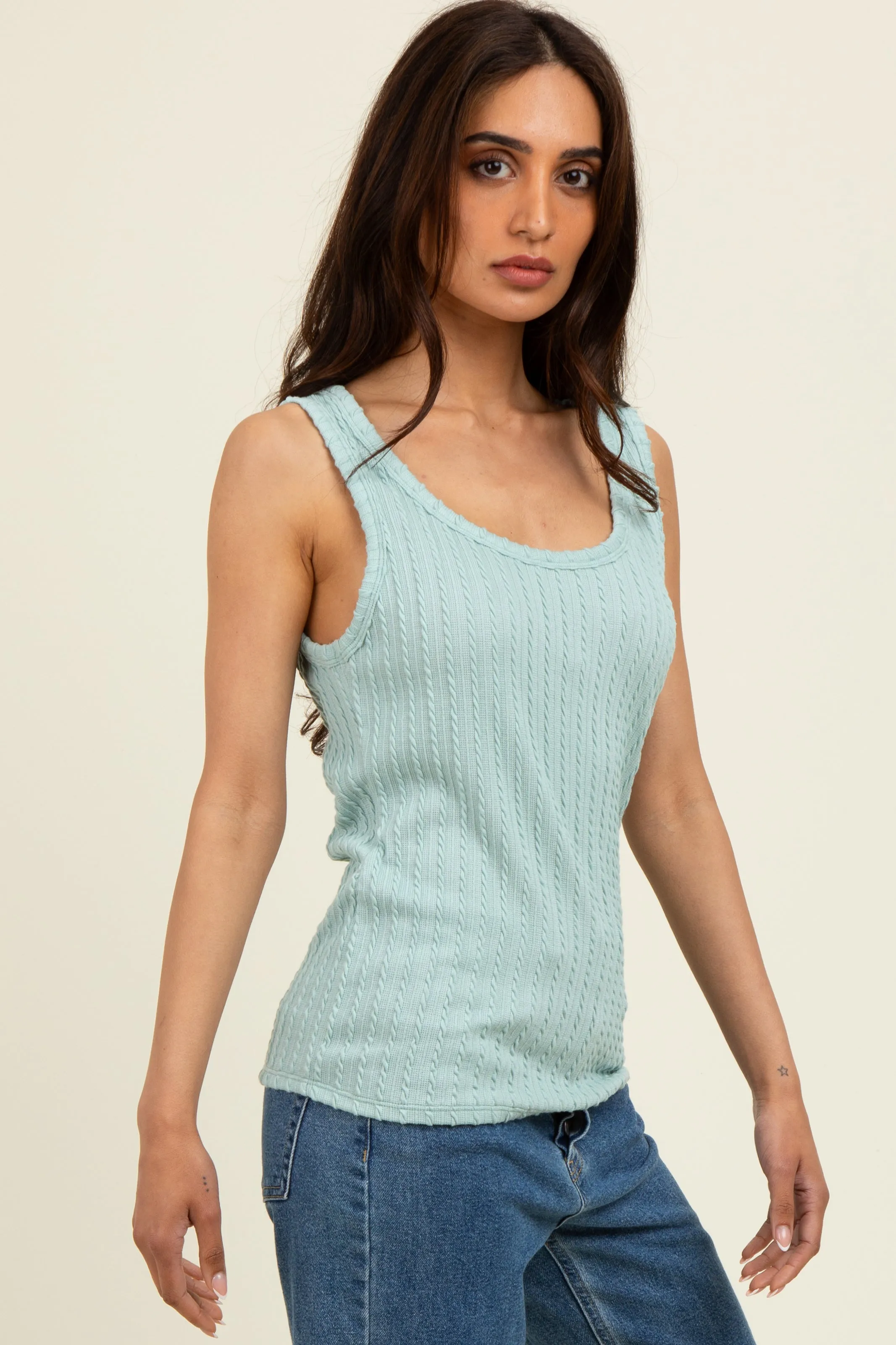 Light Olive Textured Tank Top sold by Pinkblush product image thumbnail 2