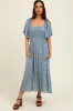 Blue/Pink Printed Dress With Pockets sold by Pinkblush