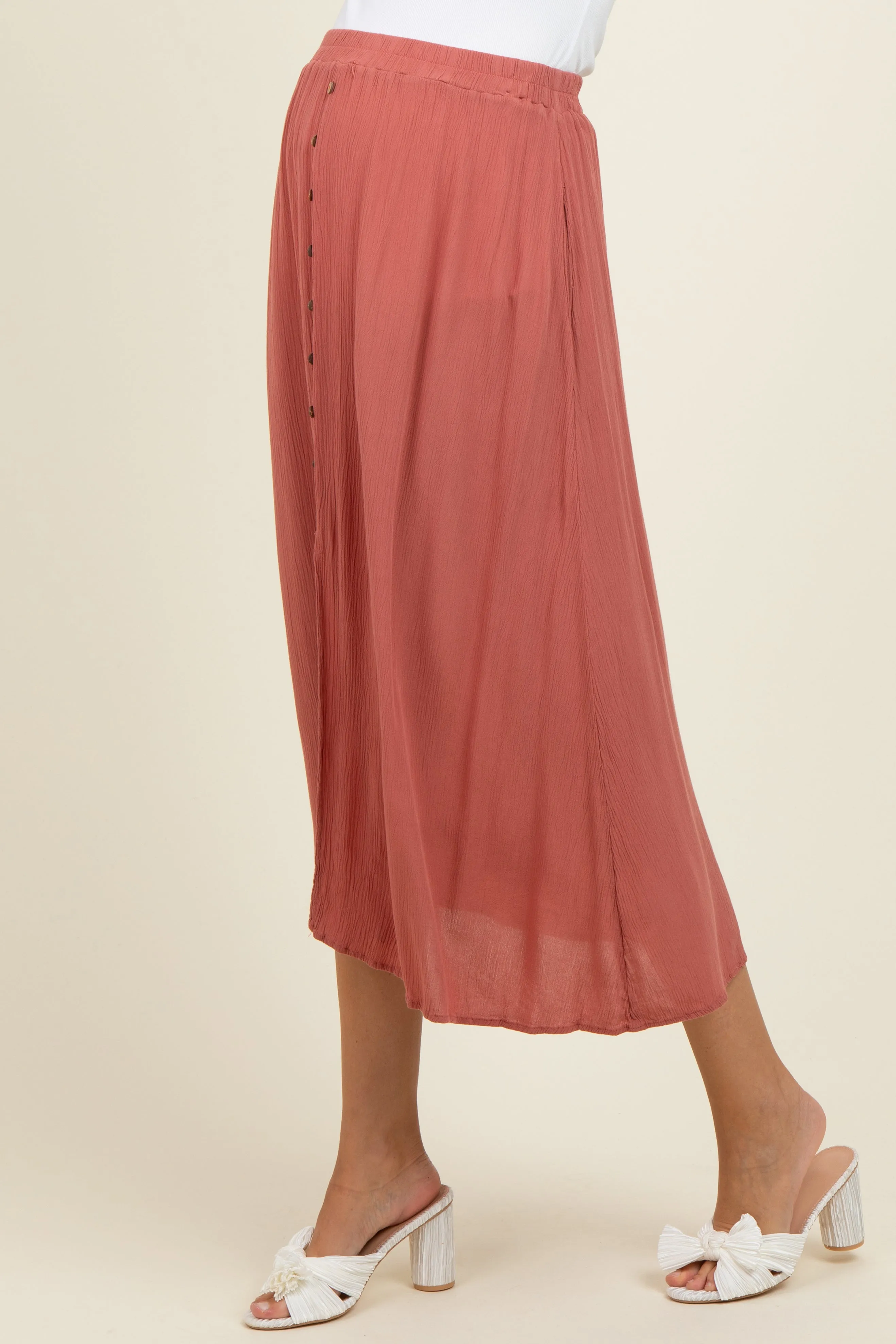 Mauve Button Accent Maternity Maxi Skirt sold by Pinkblush product image thumbnail 3