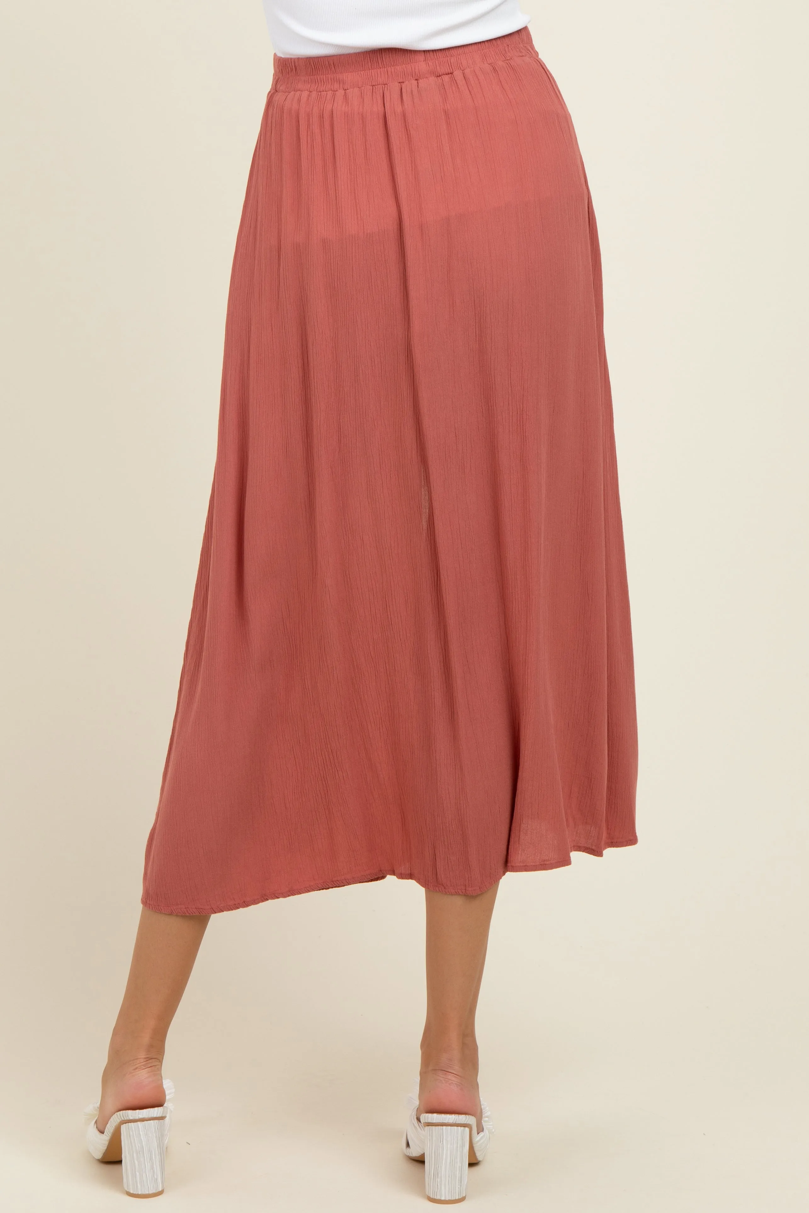 Mauve Button Accent Maternity Maxi Skirt sold by Pinkblush product image thumbnail 4