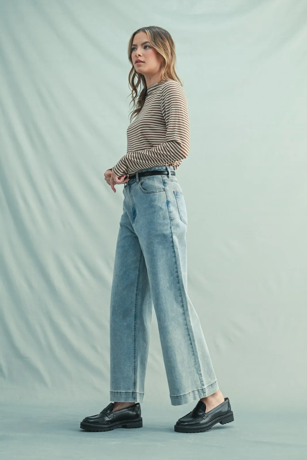 Mocha Striped High Neck Long Sleeve Top sold by Pinkblush product image thumbnail 3