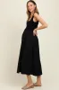 Black Contrast Knit Poplin Sleeveless Maternity Midi Dress sold by Pinkblush