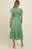 Green Floral Smocked Maternity Midi Dress sold by Pinkblush
