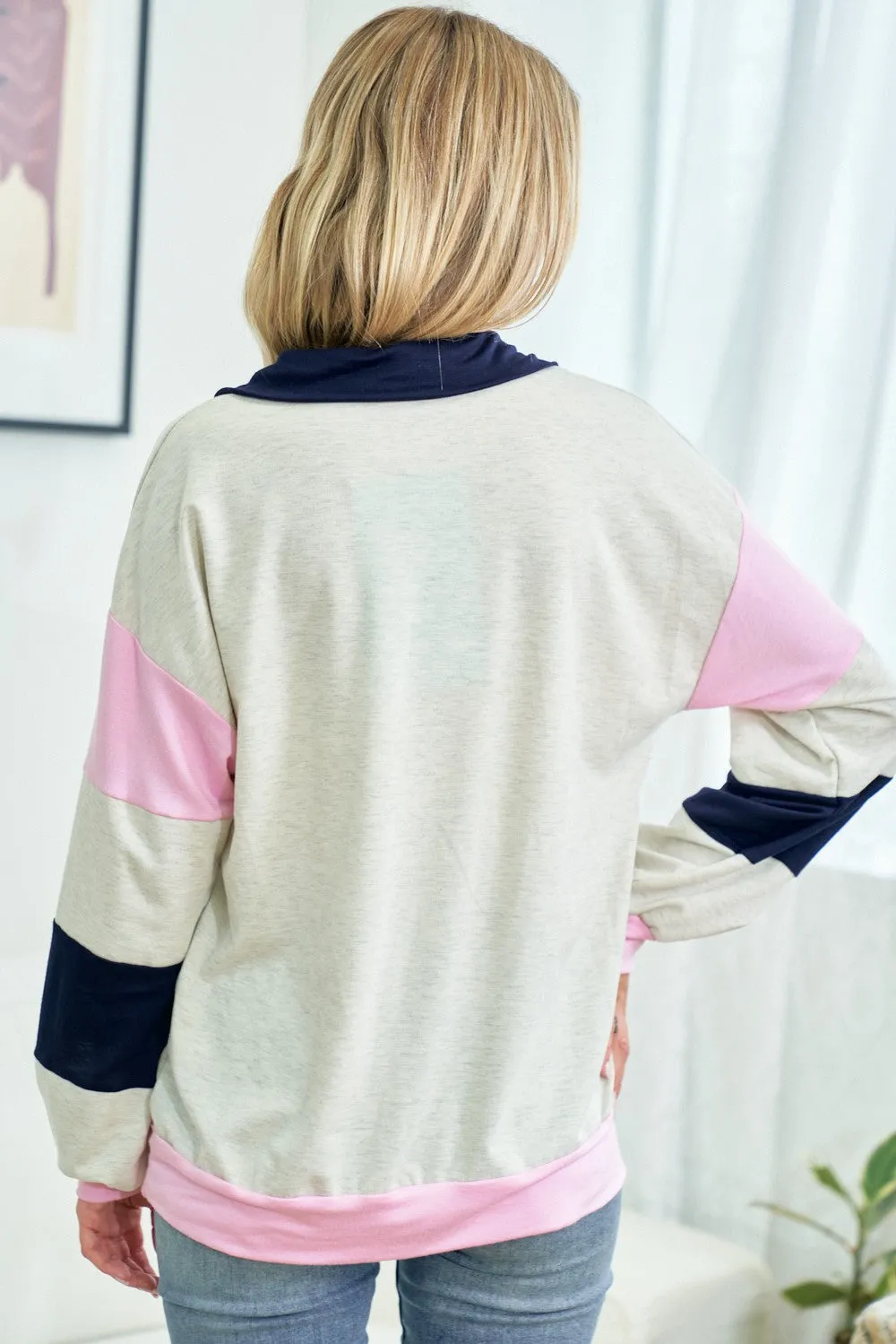 Navy Colorblock Collared Pullover sold by Pinkblush product image thumbnail 4