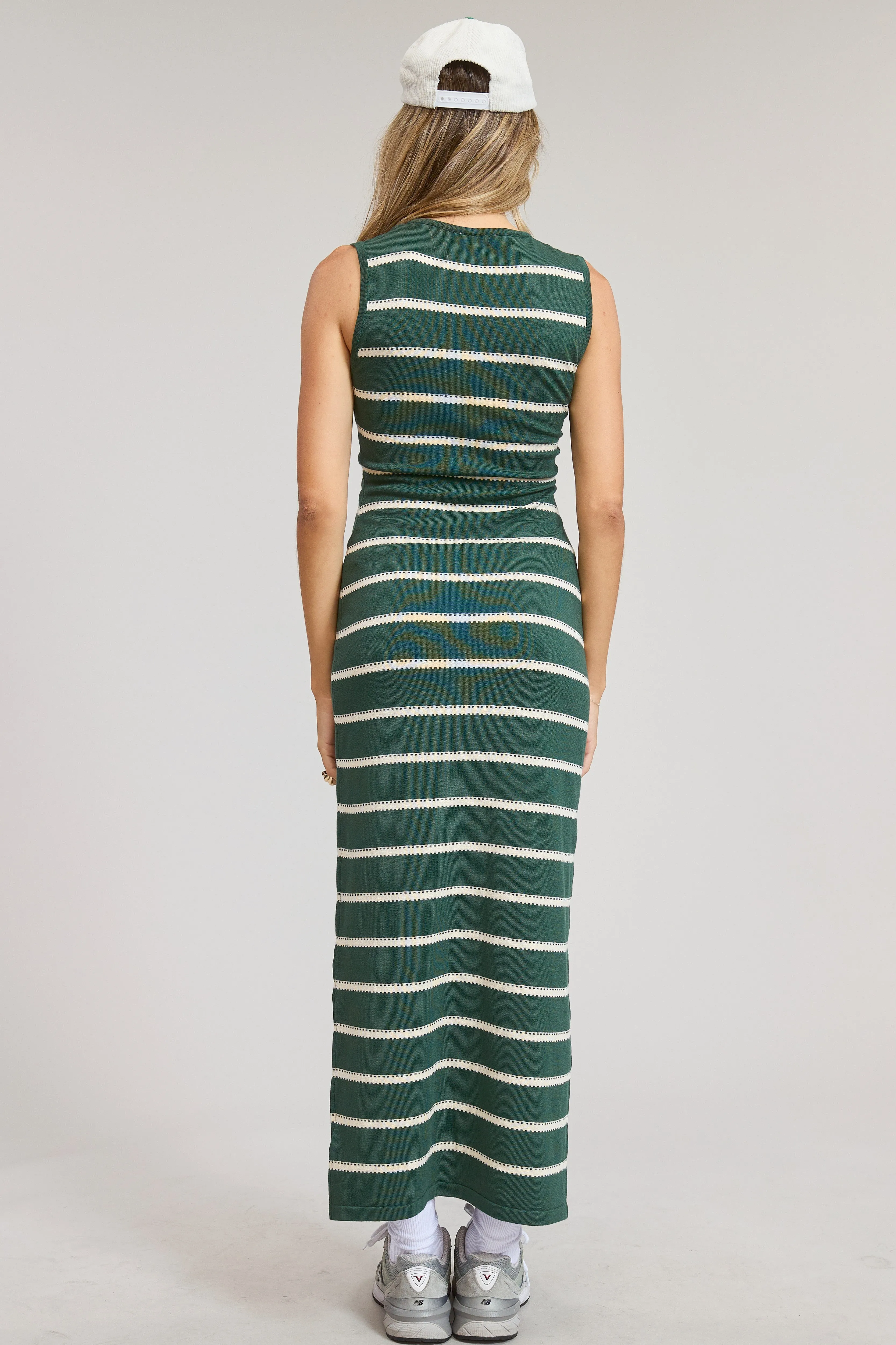 Forest Green Striped Sleeveless Knit Midi Dress sold by Pinkblush product image thumbnail 3