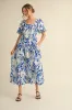 Royal Blue Print Puff Sleeve Square Neck Maternity Maxi Dress sold by Pinkblush