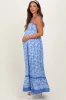 Blue Floral Shoulder Tie Maternity Maxi Dress sold by Pinkblush
