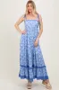 Blue Floral Shoulder Tie Maternity Maxi Dress sold by Pinkblush