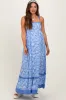 Blue Floral Shoulder Tie Maternity Maxi Dress sold by Pinkblush