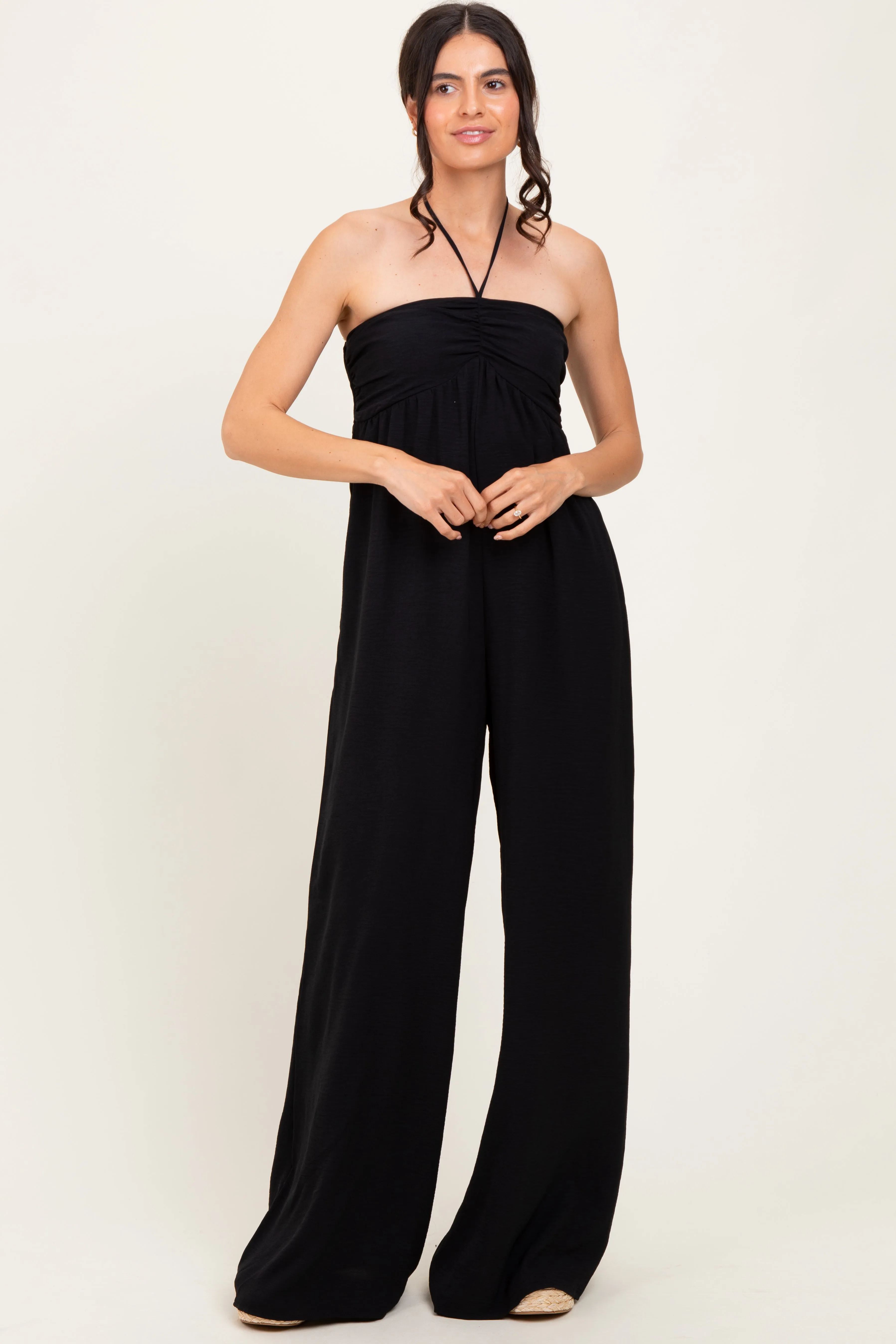 Black Halter Neck Wide Leg Jumpsuit sold by Pinkblush product image thumbnail 2