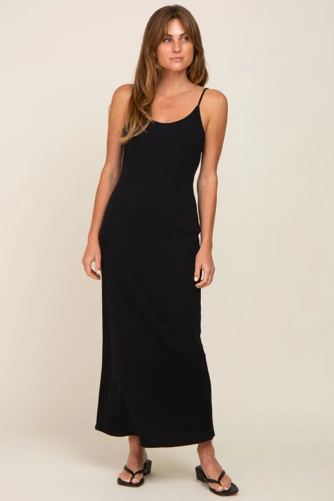 Black Ribbed Sleeveless Maxi Dress sold by Pinkblush product image thumbnail 4