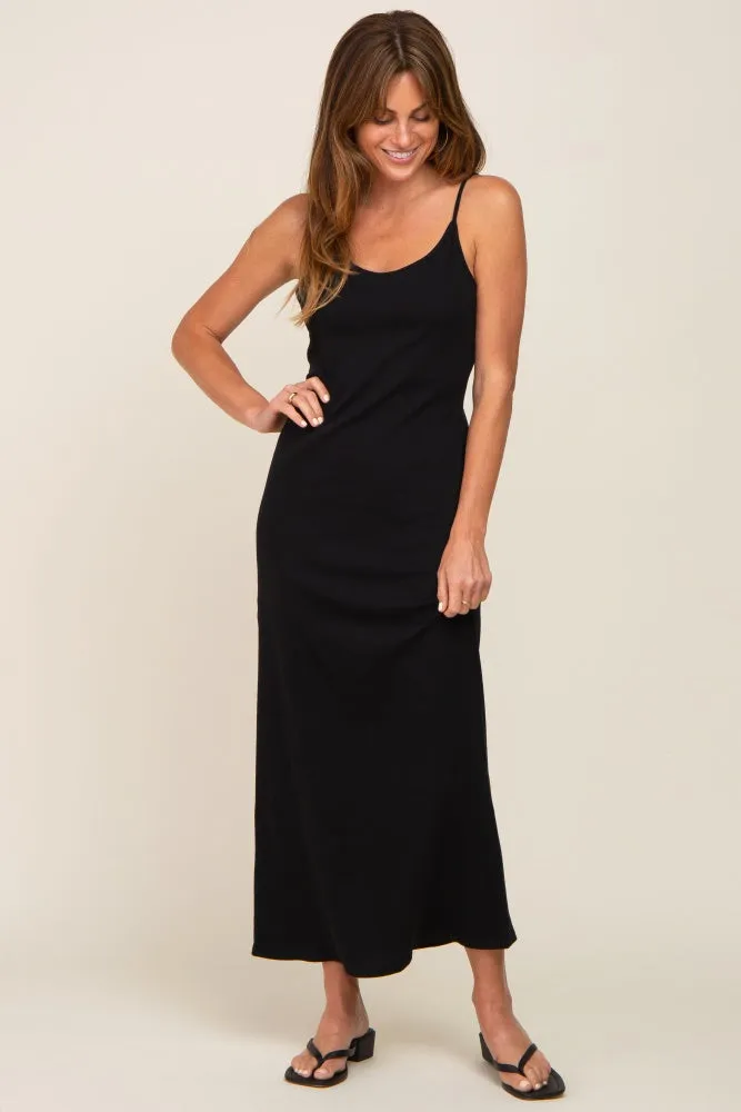 Black Ribbed Sleeveless Maxi Dress sold by Pinkblush product image thumbnail 5