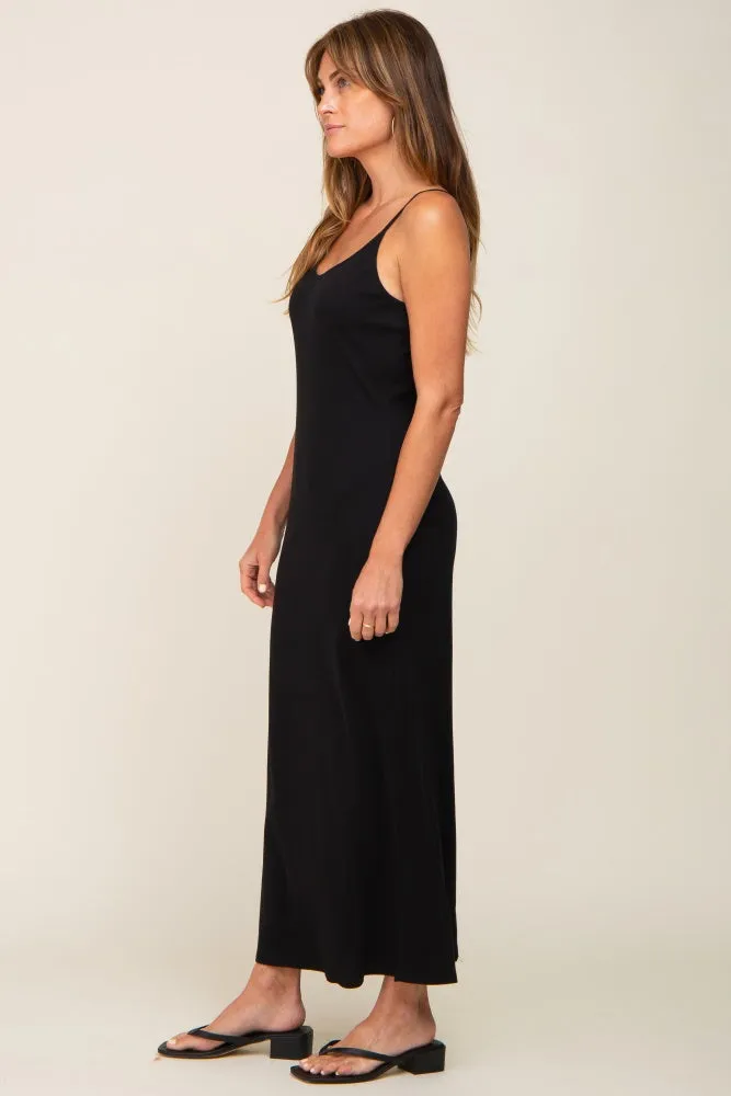 Black Ribbed Sleeveless Maxi Dress sold by Pinkblush product image thumbnail 2