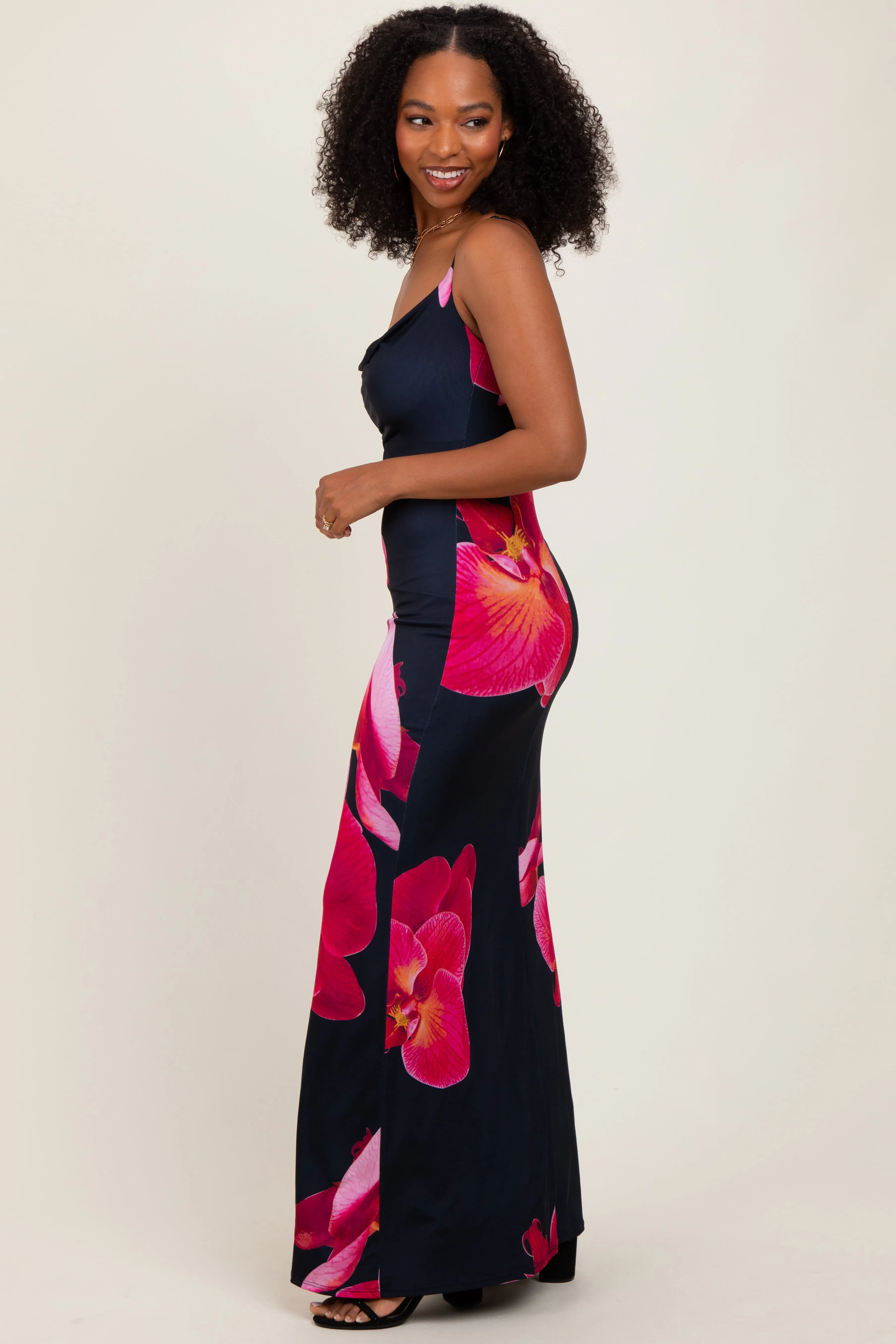 Black Floral Sleeveless Maxi Dress sold by Pinkblush product image thumbnail 2