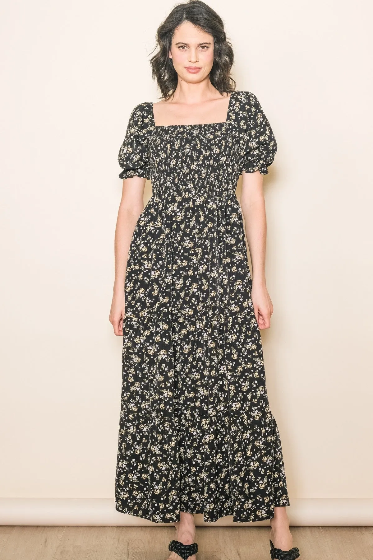 Black Floral Midi Dress sold by Pinkblush