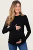 Black Knit Long Button Sleeve Maternity Top sold by Pinkblush