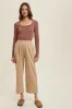 Brown Ribbed Square Neck Long Sleeve Top sold by Pinkblush