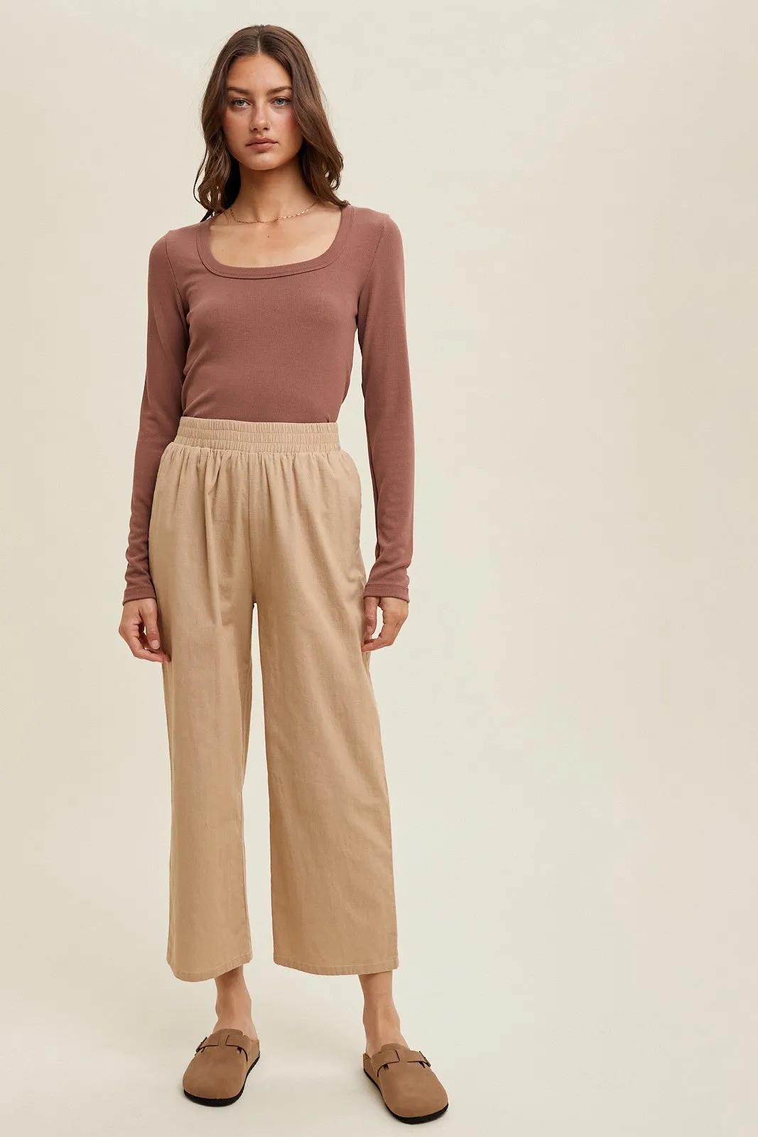 Brown Ribbed Square Neck Long Sleeve Top sold by Pinkblush product image thumbnail 4