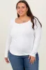White Basic Long Sleeve Plus Maternity Top sold by Pinkblush