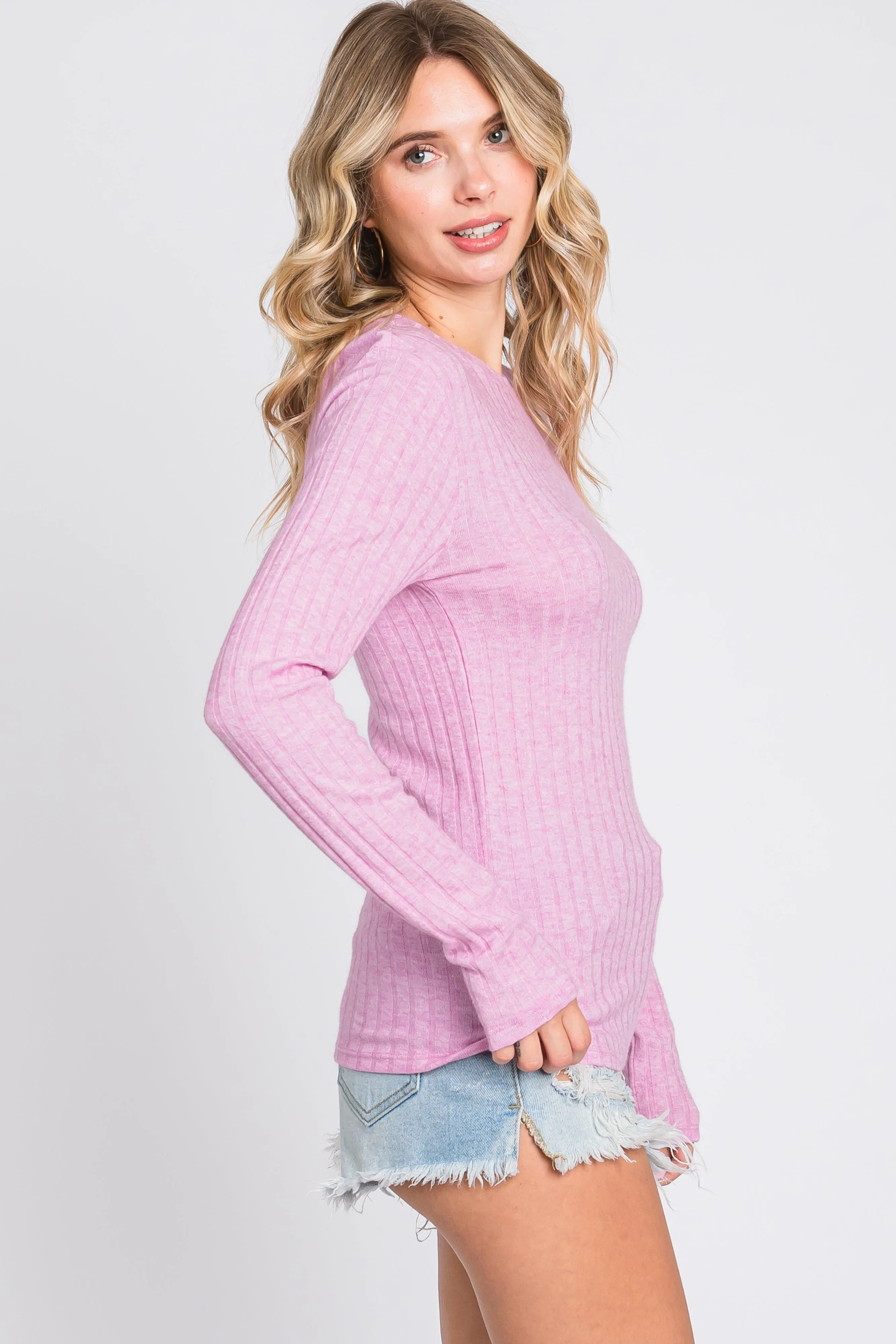 Pink Ribbed Long Sleeve Top sold by Pinkblush product image thumbnail 2