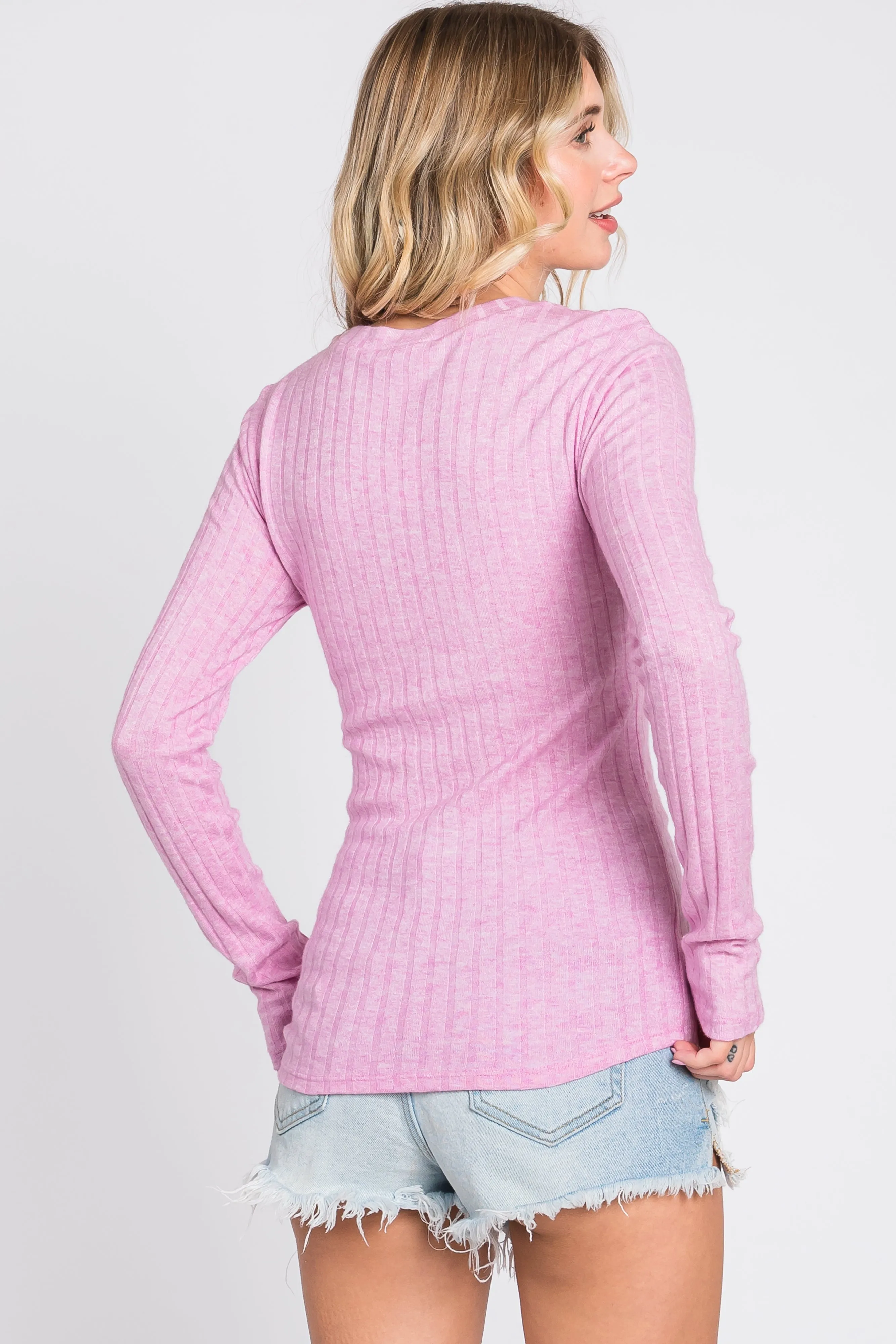 Pink Ribbed Long Sleeve Top sold by Pinkblush product image thumbnail 3