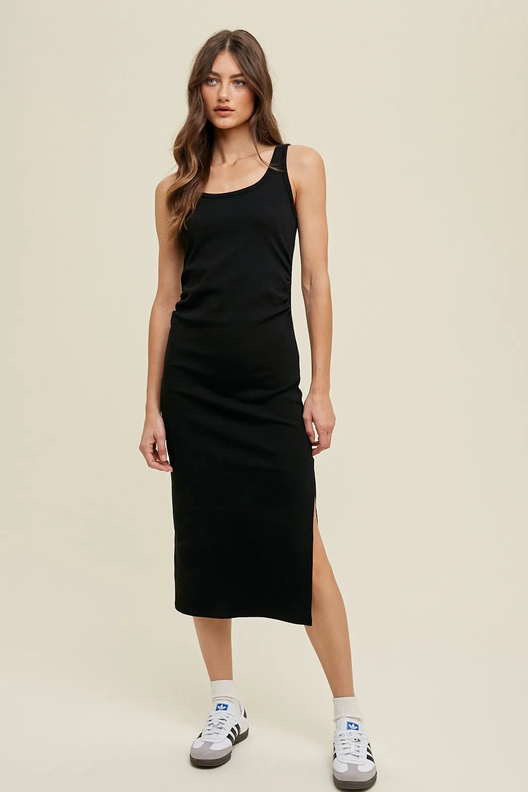 Black Short Sleeve Ruched Dress sold by Pinkblush product image thumbnail 4