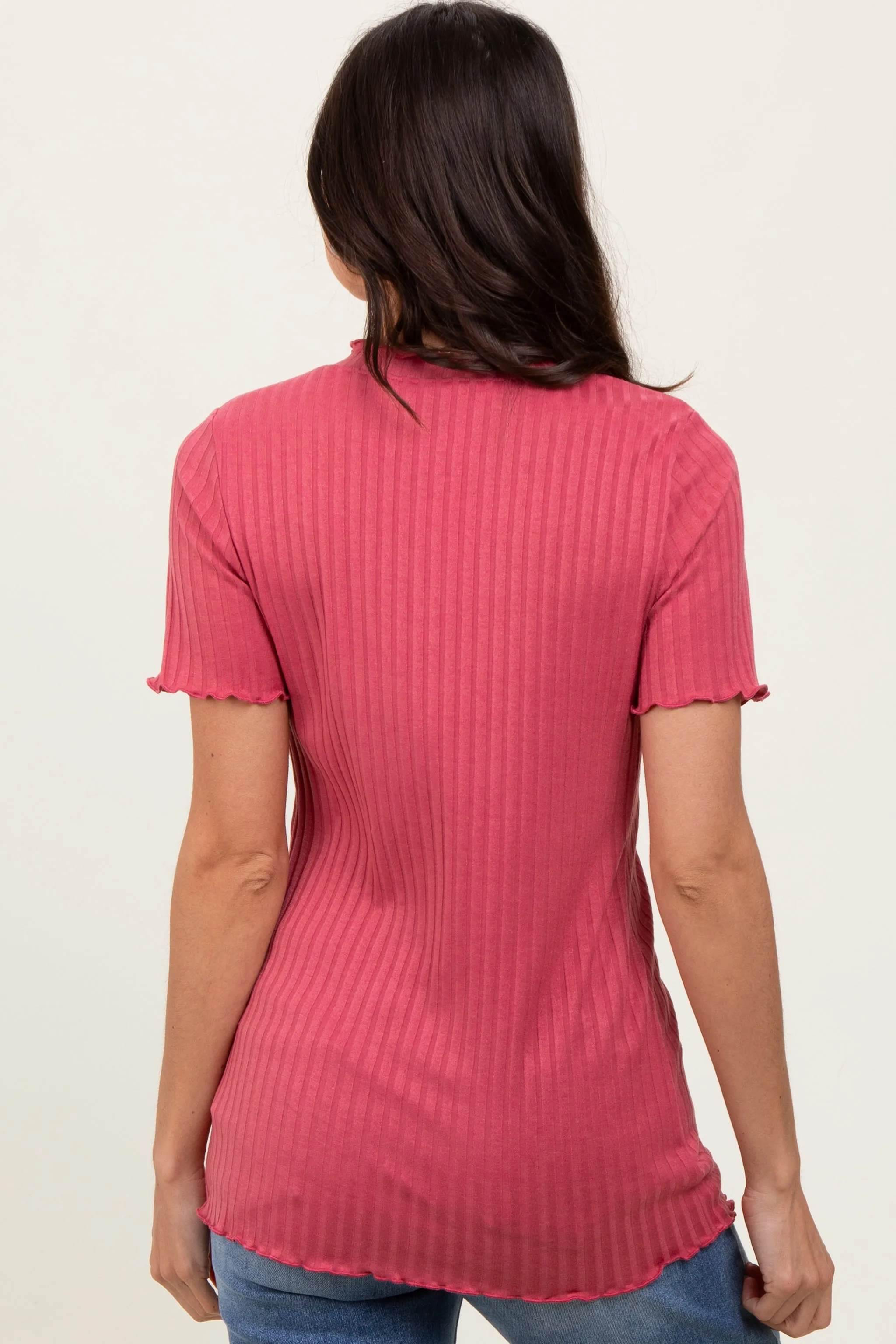 Mauve Ribbed Short Sleeve Top sold by Pinkblush product image thumbnail 4