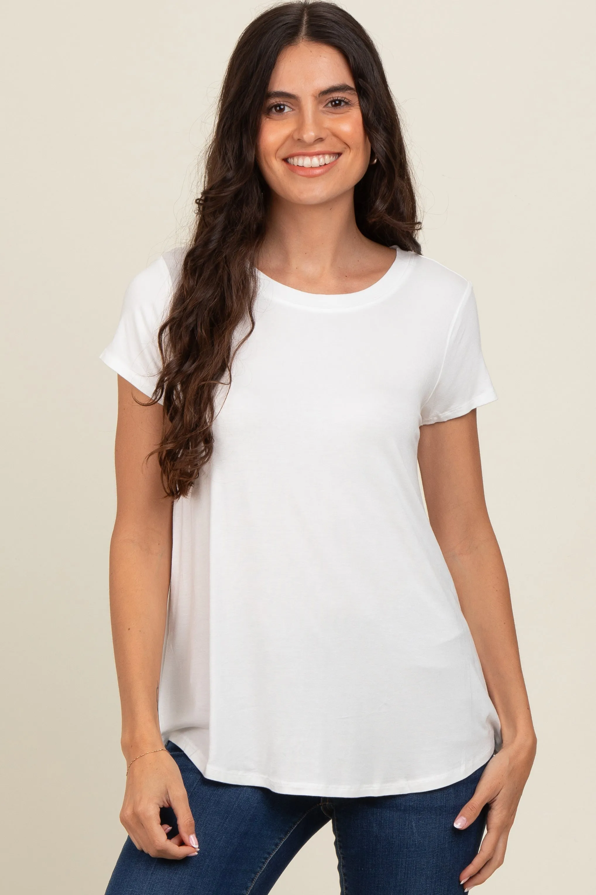 Ivory Basic Short Sleeve Top sold by Pinkblush product image thumbnail 2