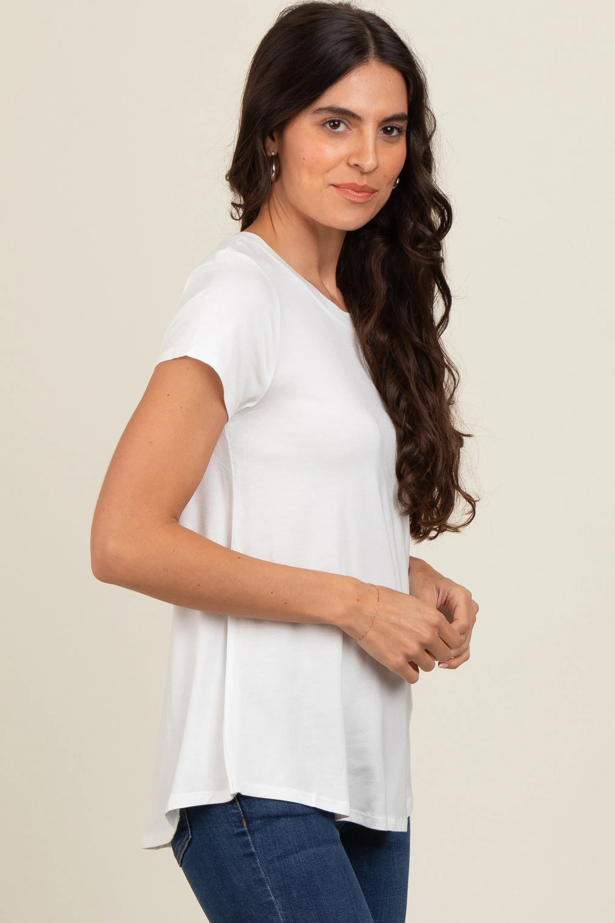 Ivory Basic Short Sleeve Top sold by Pinkblush product image thumbnail 3
